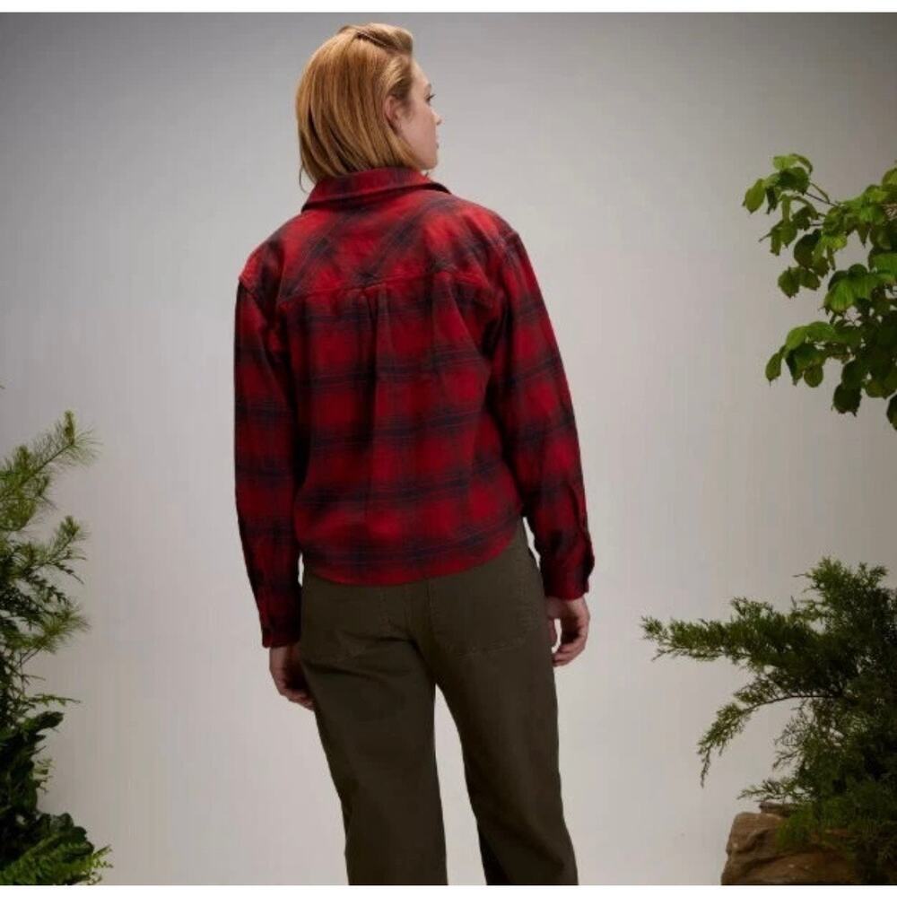 100% COTTON ALPINE DESIGN NWT SIZE L hike red bison plaid BUTTON SHIRT - Picture 3 of 7
